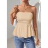 imagePRETTYGARDEN Womens Tube Tops Trendy 2026 Summer Casual Ruffle Hem Cute Tank Tops Going Out Strapless Shirts Vacation OutfitsBeige Yellow