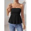 imagePRETTYGARDEN Womens Tube Tops Trendy 2026 Summer Casual Ruffle Hem Cute Tank Tops Going Out Strapless Shirts Vacation OutfitsBlack