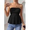 imagePRETTYGARDEN Womens Tube Tops Trendy 2026 Summer Casual Ruffle Hem Cute Tank Tops Going Out Strapless Shirts Vacation OutfitsBlack