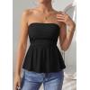 imagePRETTYGARDEN Womens Tube Tops Trendy 2026 Summer Casual Ruffle Hem Cute Tank Tops Going Out Strapless Shirts Vacation OutfitsBlack
