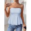 imagePRETTYGARDEN Womens Tube Tops Trendy 2026 Summer Casual Ruffle Hem Cute Tank Tops Going Out Strapless Shirts Vacation OutfitsLight Blue