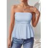 imagePRETTYGARDEN Womens Tube Tops Trendy 2026 Summer Casual Ruffle Hem Cute Tank Tops Going Out Strapless Shirts Vacation OutfitsLight Blue