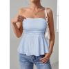 imagePRETTYGARDEN Womens Tube Tops Trendy 2026 Summer Casual Ruffle Hem Cute Tank Tops Going Out Strapless Shirts Vacation OutfitsLight Blue