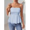 imagePRETTYGARDEN Womens Tube Tops Trendy 2026 Summer Casual Ruffle Hem Cute Tank Tops Going Out Strapless Shirts Vacation OutfitsLight Blue