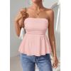 imagePRETTYGARDEN Womens Tube Tops Trendy 2026 Summer Casual Ruffle Hem Cute Tank Tops Going Out Strapless Shirts Vacation OutfitsPink