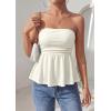 imagePRETTYGARDEN Womens Tube Tops Trendy 2026 Summer Casual Ruffle Hem Cute Tank Tops Going Out Strapless Shirts Vacation OutfitsWhite