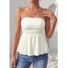 imagePRETTYGARDEN Womens Tube Tops Trendy 2026 Summer Casual Ruffle Hem Cute Tank Tops Going Out Strapless Shirts Vacation OutfitsWhite