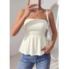 imagePRETTYGARDEN Womens Tube Tops Trendy 2026 Summer Casual Ruffle Hem Cute Tank Tops Going Out Strapless Shirts Vacation OutfitsWhite