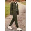 imagePRETTYGARDEN Womens Two Piece Sets Fall 2026 Long Sleeve Button Down Shacket Jacket Long Sweatpants Tracksuit Winter ClothesArmy Green