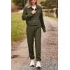imagePRETTYGARDEN Womens Two Piece Sets Fall 2026 Long Sleeve Button Down Shacket Jacket Long Sweatpants Tracksuit Winter ClothesArmy Green