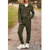 imagePRETTYGARDEN Womens Two Piece Sets Fall 2026 Long Sleeve Button Down Shacket Jacket Long Sweatpants Tracksuit Winter ClothesArmy Green
