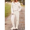 imagePRETTYGARDEN Womens Two Piece Sets Fall 2026 Long Sleeve Button Down Shacket Jacket Long Sweatpants Tracksuit Winter ClothesBeige
