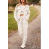 imagePRETTYGARDEN Womens Two Piece Sets Fall 2026 Long Sleeve Button Down Shacket Jacket Long Sweatpants Tracksuit Winter ClothesBeige