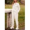 imagePRETTYGARDEN Womens Two Piece Sets Fall 2026 Long Sleeve Button Down Shacket Jacket Long Sweatpants Tracksuit Winter ClothesBeige