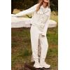 imagePRETTYGARDEN Womens Two Piece Sets Fall 2026 Long Sleeve Button Down Shacket Jacket Long Sweatpants Tracksuit Winter ClothesBeige