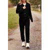 imagePRETTYGARDEN Womens Two Piece Sets Fall 2026 Long Sleeve Button Down Shacket Jacket Long Sweatpants Tracksuit Winter ClothesBlack