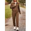 imagePRETTYGARDEN Womens Two Piece Sets Fall 2026 Long Sleeve Button Down Shacket Jacket Long Sweatpants Tracksuit Winter ClothesCamel