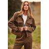 imagePRETTYGARDEN Womens Two Piece Sets Fall 2026 Long Sleeve Button Down Shacket Jacket Long Sweatpants Tracksuit Winter ClothesCamel