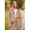imagePRETTYGARDEN Womens Two Piece Sets Fall 2026 Long Sleeve Button Down Shacket Jacket Long Sweatpants Tracksuit Winter ClothesDark Khaki