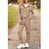 imagePRETTYGARDEN Womens Two Piece Sets Fall 2026 Long Sleeve Button Down Shacket Jacket Long Sweatpants Tracksuit Winter ClothesDark Khaki