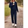imagePRETTYGARDEN Womens Two Piece Sets Fall 2026 Long Sleeve Button Down Shacket Jacket Long Sweatpants Tracksuit Winter ClothesNavy
