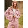 imagePRETTYGARDEN Womens Two Piece Sets Fall 2026 Long Sleeve Button Down Shacket Jacket Long Sweatpants Tracksuit Winter ClothesPink