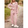 imagePRETTYGARDEN Womens Two Piece Sets Fall 2026 Long Sleeve Button Down Shacket Jacket Long Sweatpants Tracksuit Winter ClothesPink