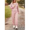 imagePRETTYGARDEN Womens Two Piece Sets Fall 2026 Long Sleeve Button Down Shacket Jacket Long Sweatpants Tracksuit Winter ClothesPink