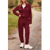 imagePRETTYGARDEN Womens Two Piece Sets Fall 2026 Long Sleeve Button Down Shacket Jacket Long Sweatpants Tracksuit Winter ClothesWine Red