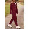 imagePRETTYGARDEN Womens Two Piece Sets Fall 2026 Long Sleeve Button Down Shacket Jacket Long Sweatpants Tracksuit Winter ClothesWine Red