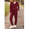 imagePRETTYGARDEN Womens Two Piece Sets Fall 2026 Long Sleeve Button Down Shacket Jacket Long Sweatpants Tracksuit Winter ClothesWine Red