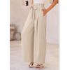 imagePRETTYGARDEN Womens Wide Leg Work Pants Business Casual High Waisted Loose Palazzo Trouser Summer ClothesBeige