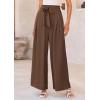 imagePRETTYGARDEN Womens Wide Leg Work Pants Business Casual High Waisted Loose Palazzo Trouser Summer ClothesBrown