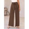imagePRETTYGARDEN Womens Wide Leg Work Pants Business Casual High Waisted Loose Palazzo Trouser Summer ClothesBrown
