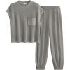 imagePRETTYGARDEN 2 Piece Outfits for Women Summer 2026 Knit Vest Tops Sweatpants Spring Beach Vacation Travel Sweater Lounge SetLight Grey