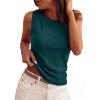 imagePRETTYGARDEN Sleeveless Sweater Tops for Women 2026 Summer Dressy Ribbed Tank Tops Spring Business Casual Work Shirts BlousesBlue Green