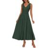 imagePRETTYGARDEN Summer Dresses for Women 2026 Spring Sleeveless V Neck Knit A Line Casual Midi Cocktail Wedding Guest DressArmy Green