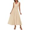 imagePRETTYGARDEN Summer Dresses for Women 2026 Spring Sleeveless V Neck Knit A Line Casual Midi Cocktail Wedding Guest DressBeige
