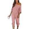 imagePRETTYGARDEN Two Piece Sets for Women 2026 Casual Ribbed Knit Off Shoulder Tops Lounge Pants Fall Tracksuits Winter ClothesDusty Pink