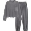 imagePRETTYGARDEN Two Piece Sets for Women 2026 Pullover Sweater High Waisted Sweatpants Tracksuit Lounge Set Fall Winter OutfitsDark Grey