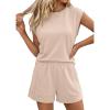 imagePRETTYGARDEN Two Piece Short Sets for Women Summer 2026 Matching Loungewear Travel Outfits Spring Beach Vacation ClothesBeige