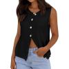 imagePRETTYGARDEN Vest Tops for Women 2026 Summer Sleeveless Sweater Tops Spring Trendy Knit Vests Cute Button Up CardiganBlack