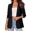 imagePRETTYGARDEN Womens 2026 Spring Blazers Business Casual Outfits Open Front Ruched 34 Sleeve Lightweight Work Suits JacketsBlack
