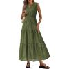 imagePRETTYGARDEN Womens 2026 Summer Maxi Dresses Sleeveless Sundresses V Neck Eyelet A Line Long Flowy Spring Wedding Guest DressArmy Green