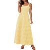 imagePRETTYGARDEN Womens 2026 Summer Spaghetti Strap Maxi Dresses Plaid Square Neck A Line Casual Beach Vacation Long SundressYellow