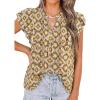 imagePRETTYGARDEN Womens Boho Flutter Sleeve Blouses Floral Print V Neck Summer Tops Casual Dressy Work Shirts Spring ClothesYellow Floral