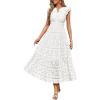 imagePRETTYGARDEN Womens Boho Maxi Dresses 2026 Summer Floral Lace Eyelet V Neck Spring Wedding Guest Dress Beach Vacation ClothesWhite