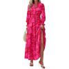 imagePRETTYGARDEN Womens Floral Maxi Dress 2026 Fall Long Sleeve V Neck A Line Long Flowy Spring Party Boho DressesRed Big Floral