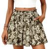 imagePRETTYGARDEN Womens Flowy Shorts Summer Fashion 2026 Beach Vacation Clothes Casual High Waist Wide Leg Ruffle ShortsPrint Army Green