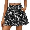 imagePRETTYGARDEN Womens Flowy Shorts Summer Fashion 2026 Beach Vacation Clothes Casual High Waist Wide Leg Ruffle ShortsPrint Black White